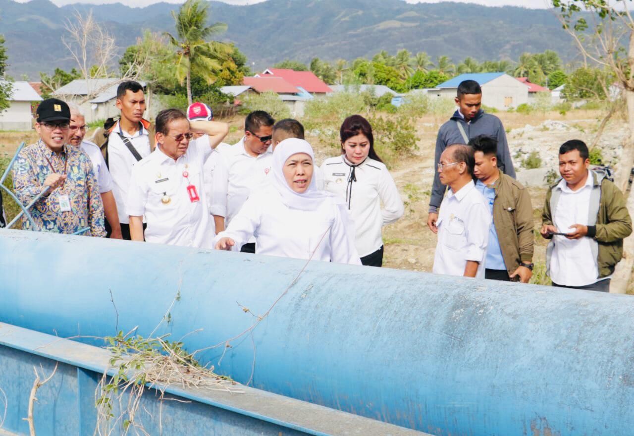 Khofifah Tinjau Progres Pembangunan Jaringan Pipa Air Bersih di Kabupaten Sigi