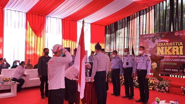 Jelang Peringatan 77 Tahun Indonesia Merdeka, 40 Orang Napi Terorisme Ikrar Setia NKRI 