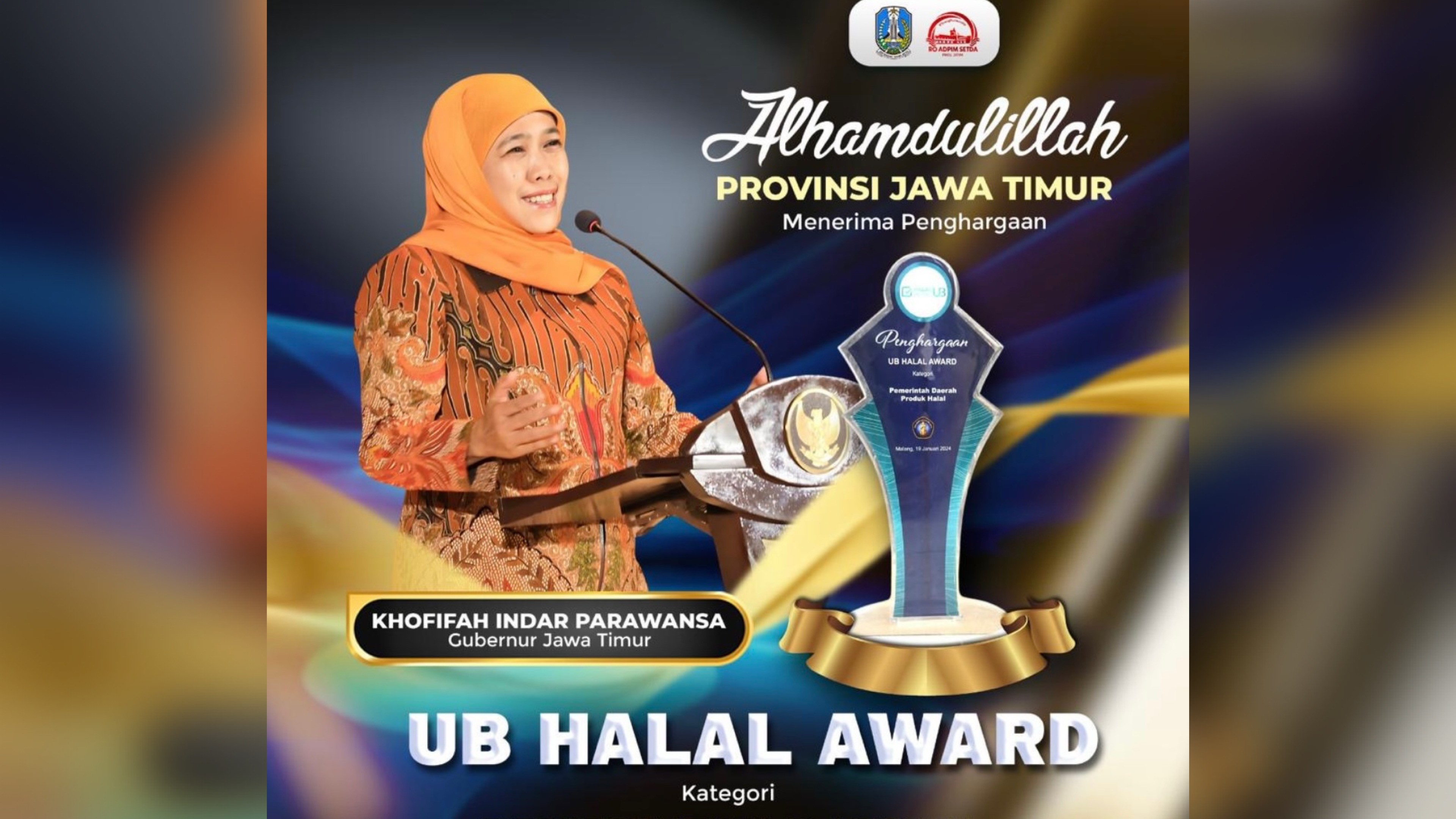 Pemprov Jatim Raih UB Halal Award, Khofifah: Komitmen Terus Kembangkan Ekosistem Halal