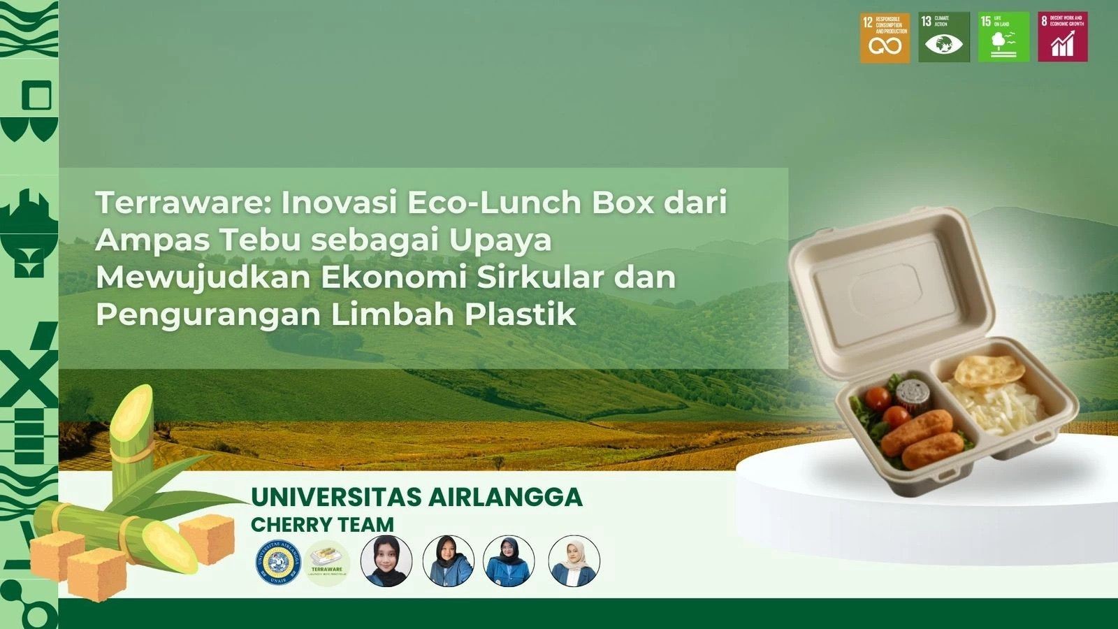 Mahasiswa UNAIR Ciptakan Kemasan Biodegradable dari Ampas Tebu sebagai Solusi Pengganti Plastik