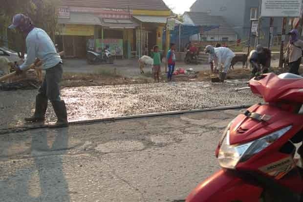 Disindir RK, Jalan Raya Babelan Mulai Diperbaiki