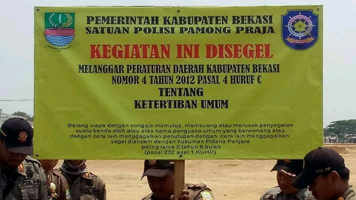 Satpol PP dan TNI-Polri Tutup Aktivitas Pengurukan Lahan Perumahan di Tambun Utara