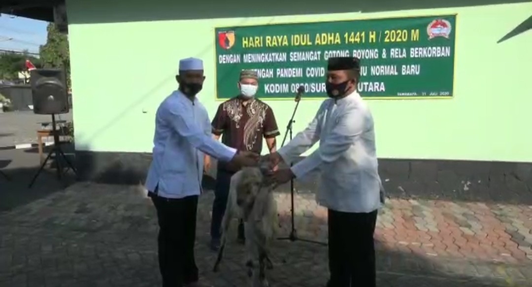 Melalui Kurban, Kodim Surabaya Utara Ajak Warga Patuhi Protokol Kesehatan