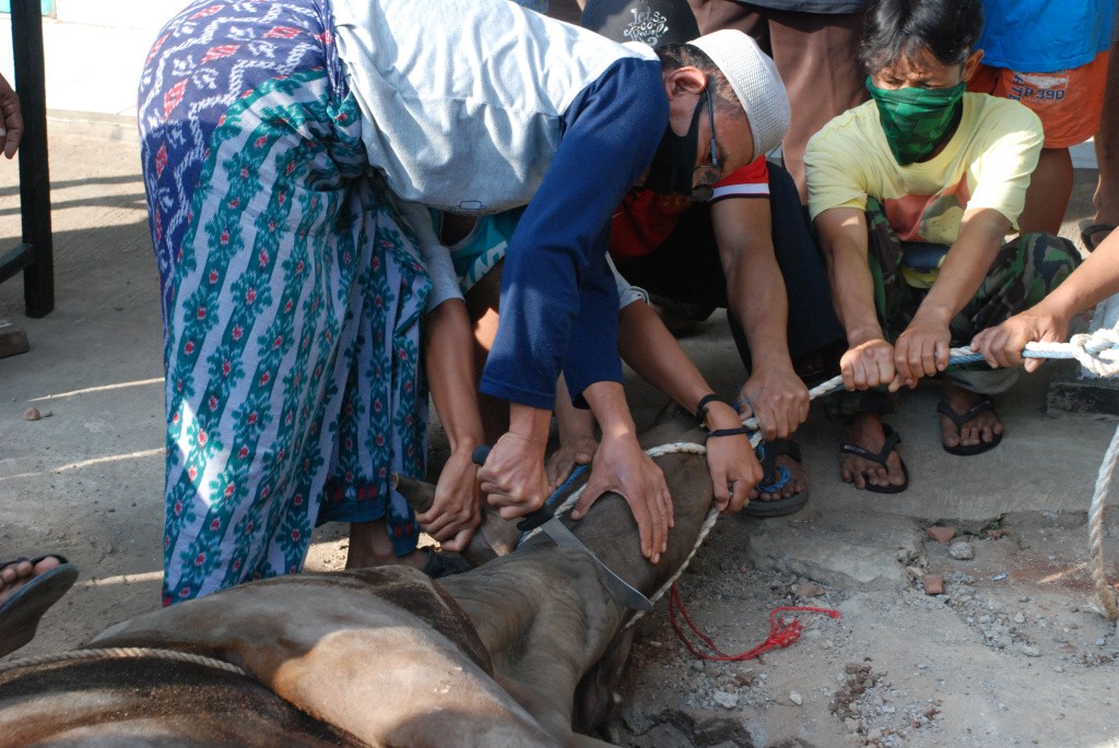 Warga Kampung Ceger Jaka Setia Potong Hewan Qurban