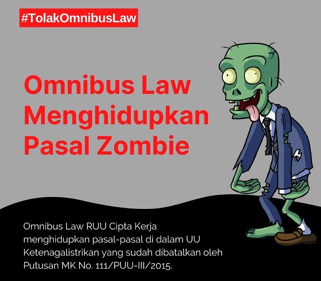 Sambut HUT RI ke-75, Serikat Buruh ketenagalistrikan Bikin Poster 'Omnibus Law Hidupkan Pasal Zombie'