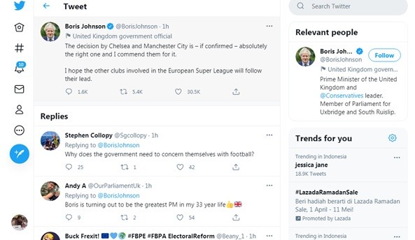 PM Inggris Minta Klub Lain Ikuti Langkah Chelsea dan City