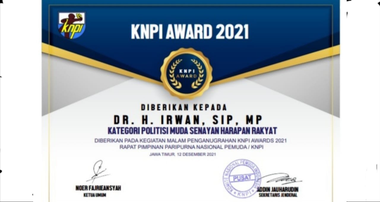 Berprestasi Majukan Dunia Olahraga, Kresna Dewanata Dapat Anugerah DPP KNPI Awards 2021