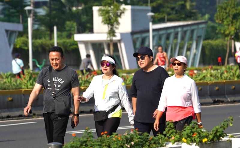 Puan Olahraga di CFD Bersama Meneg BUMN Erick Thohir dan Menlu Retno Marsudi