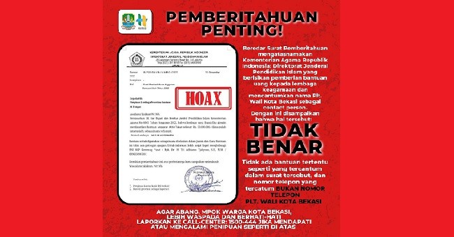 Namanya Dicatut untuk Lakukan Penipuan, Plt Wali Kota Bekasi Minta Masyarakat Waspada 
