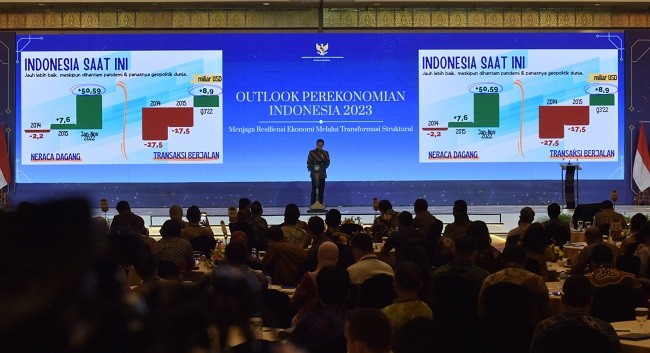 Hadir di Outlook Perekonomian Indonesia 2023, Jokowi Beberkan Upaya Perbaiki Ekonomi 