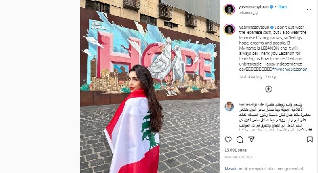 Miss Universe Lebanon Yasmina Zaytoun dapat Motivasi di Instagram