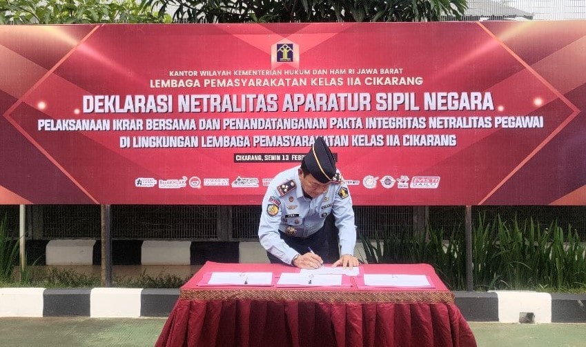 Wujudkan Netralitas Pegawai di Pemilu, Lapas Cikarang Tandatangani Pakta Integritas