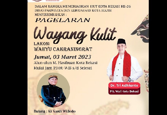 Jelang HUT Kota Bekasi, Disparbud Gelar Pertunjukan Wayang Kulit
