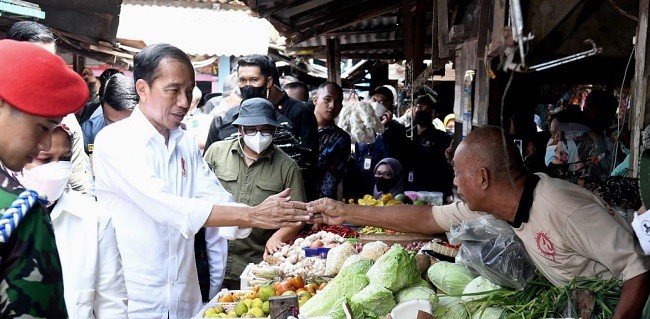 Presiden dan Ibu Iriana Cek Harga Kebutuhan Pokok di Pasar Sambonggede