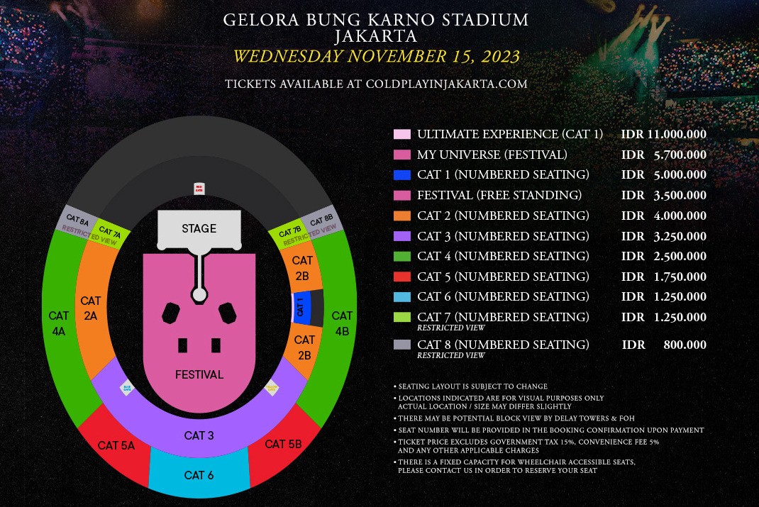 Harga Tiket Konser Coldplay, dari Rp800 Ribu hingga Rp11 Juta