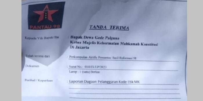 Pantau 98 Laporkan Ketua MK ke Majelis Kehormatan MK