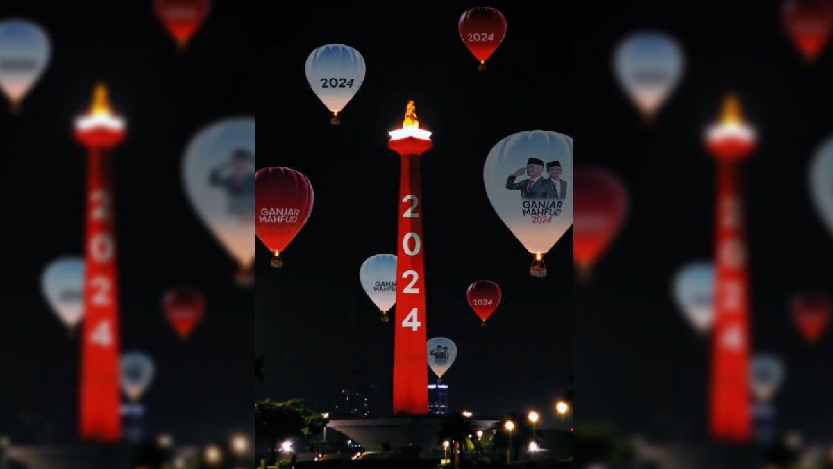 Viral Video Sejumlah Balon Udara Ganjar-Mahfud Bertebaran di Monas, UPK Monas Sebut Itu Editan