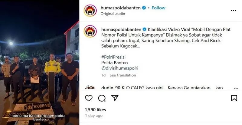 Polisi Tindak Mobil Caleg Berpelat Dinas Polri yang Dipakai untuk Kampanye