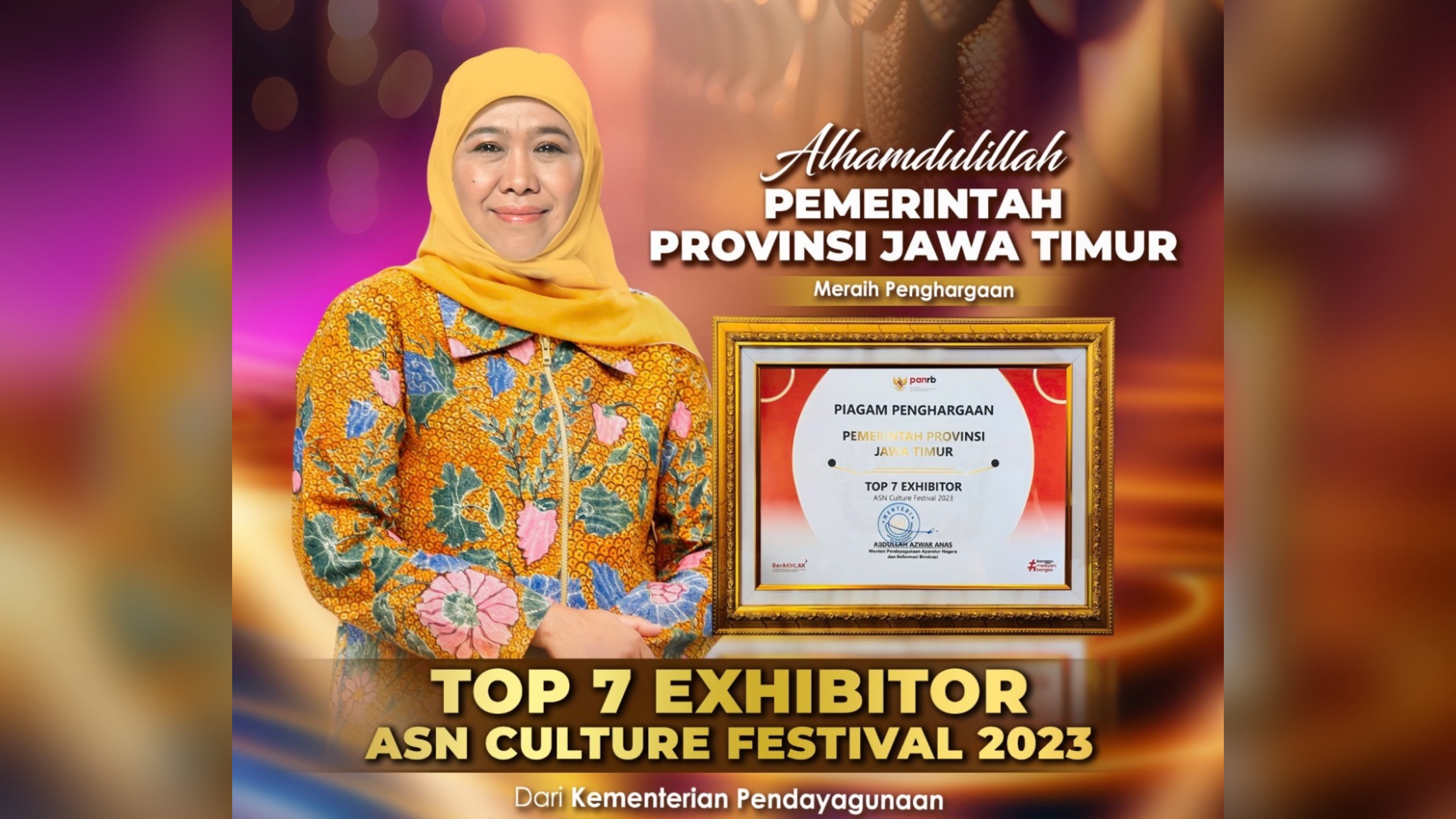Jatim Masuk Top 7 Exhibitor ASN Culture Fest, Khofifah: Bukti Pemprov Jatim Ciptakan SDM Berkualitas
