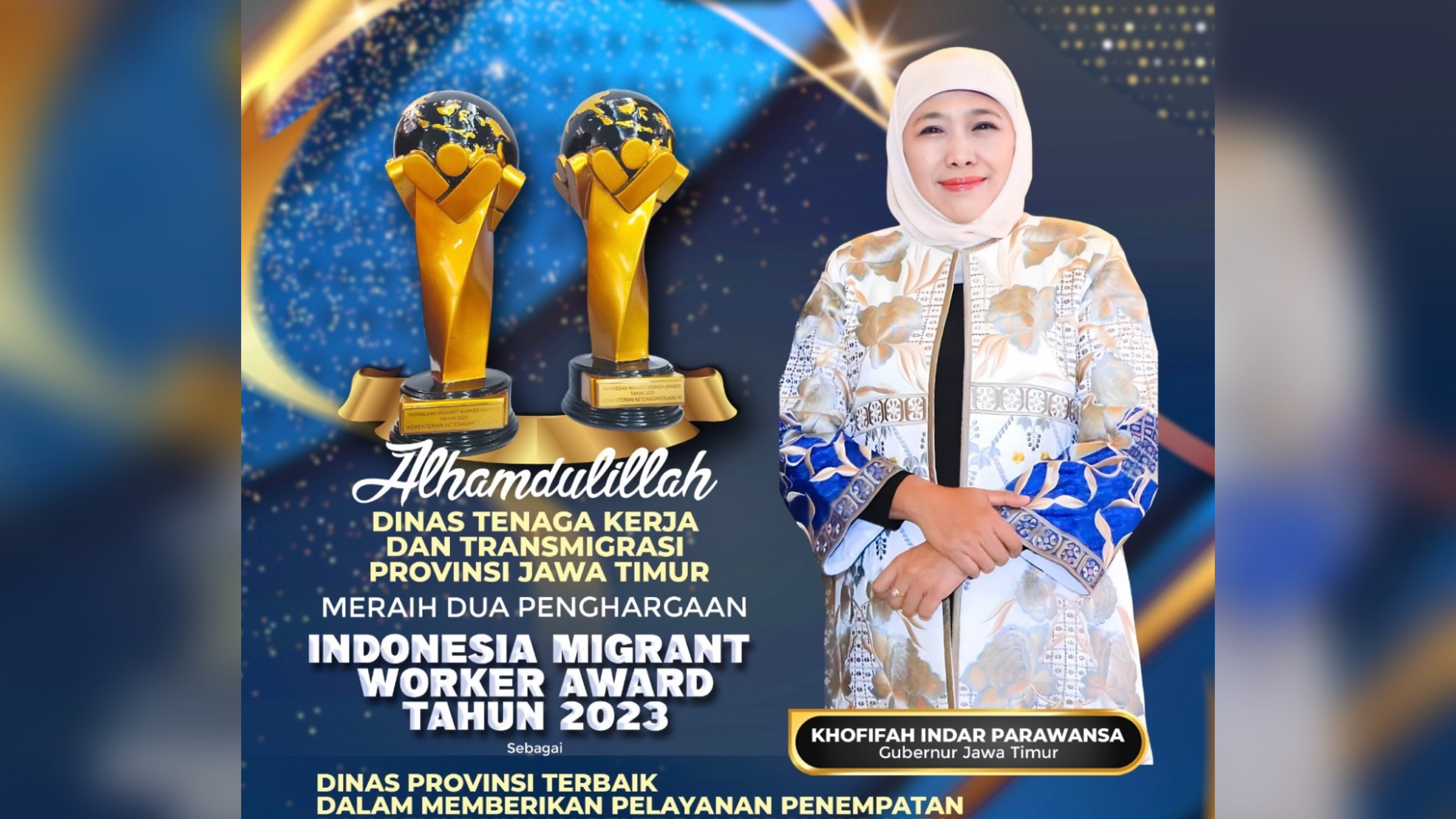 Jatim Raih 2 Penghargaan Indonesia Migrant Award, Gubernur Khofifah: Wujud Komitmen Lindungi PMI