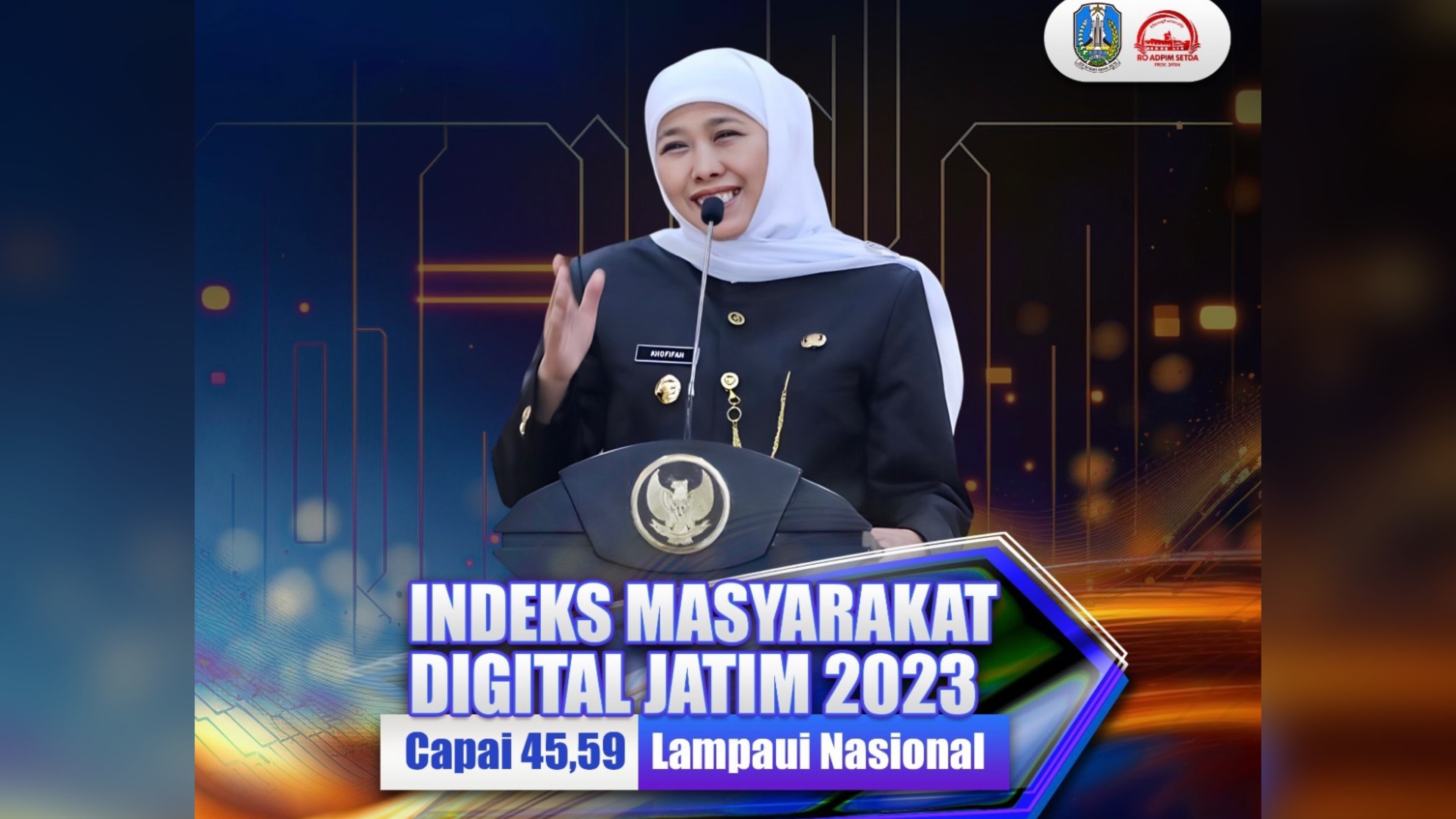 IMDI Jatim 2023 Capai 45,59 Lebihi Nasional, Khofifah: Komitmen Pemerintah Tingkatkan Iklim Digital