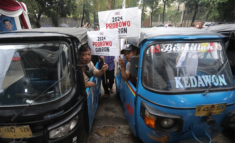 Supir Bajaj Deklarasi Dukung Pasangan Capres-Cawapres Prabowo-Gibran
