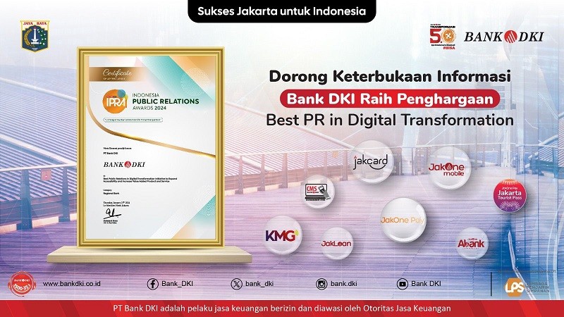Dorong Keterbukaan Informasi, Bank DKI Raih Penghargaan Best PR in Digital Transformation