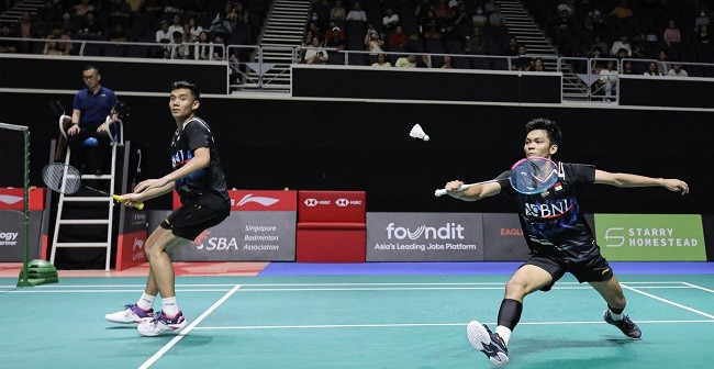 Kalahkan Seniornya, Bagas/ Fikri ke 16 Besar Singapura Open 2024