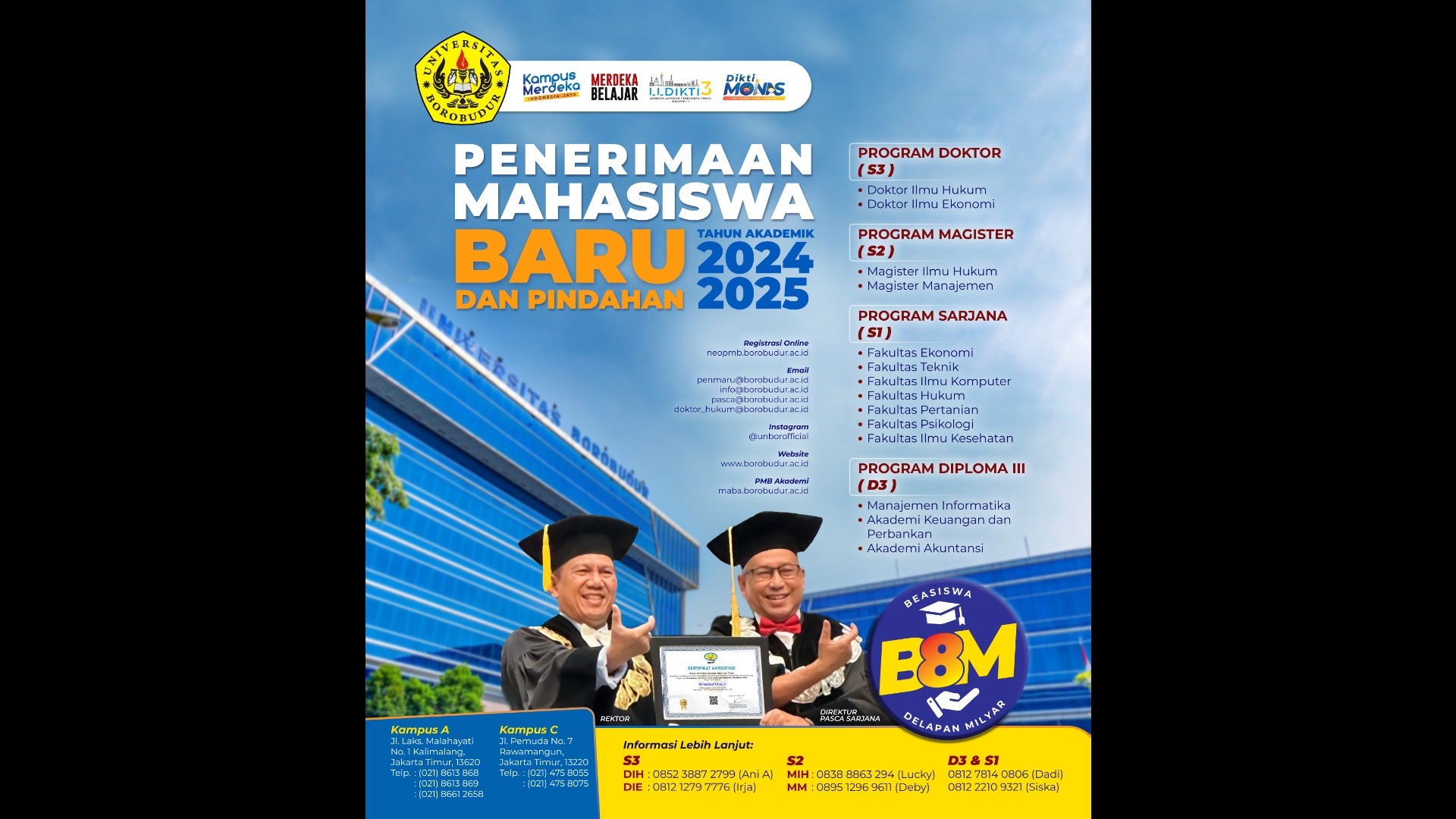 Beasiswa 8 Milyar di Universitas Borobudur Untuk Masyarakat Indonesia
