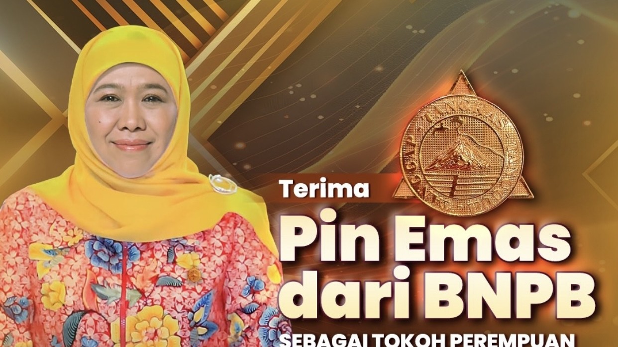 Khofifah Terima Pin Emas dari BNPB, Tekankan Kolaborasi untuk Tingkatkan Nilai Kemanusiaan