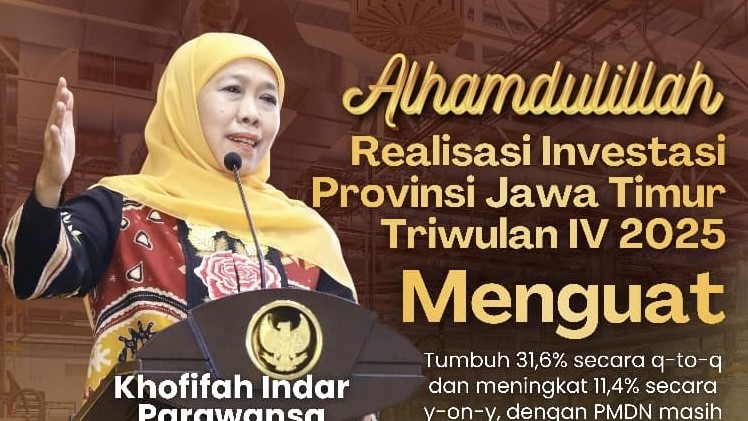 Sepanjang 2025, Realisasi Investasi Rp 147,7 T, Khofifah: Bukti Trust Investor pada Stabilitas Jatim