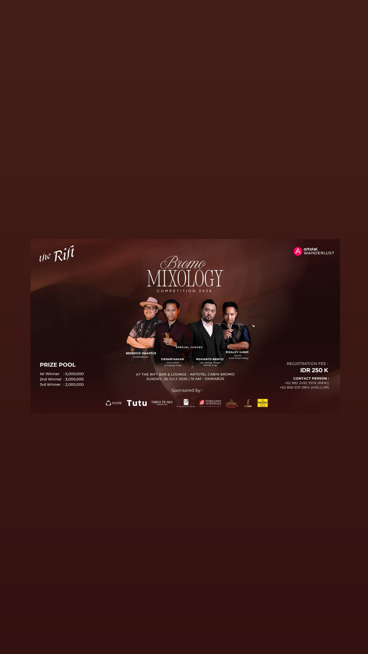 “Bromo Mixology Competition 2026”, Yuk Ikuti Kreativitas Mixologist di Atas Awan Bromo