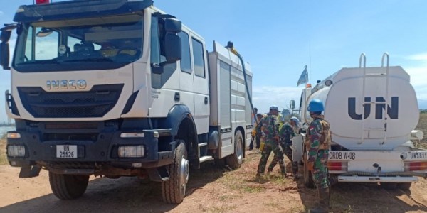 Satgas TNI Konga XXXIX-B MONUSCO Berhasil Padamkan Kebakaran di Kalemie