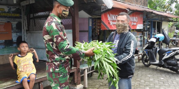 Bantu Warga, Kostrad Bagikan Hasil Panen Sayuran