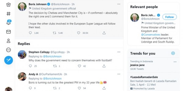 PM Inggris Minta Klub Lain Ikuti Langkah Chelsea dan City