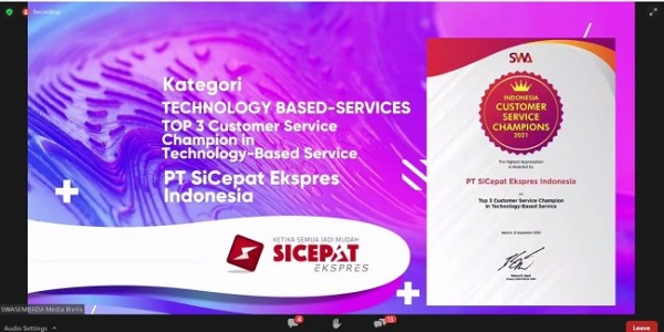 SiCepat Ekspres Raih 2 Penghargaan Customer Service dari SWA untuk ‘Layanan Berbasis Teknologi dan Kurir COD’