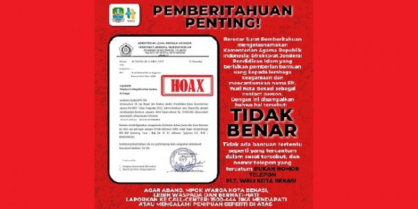 Namanya Dicatut untuk Lakukan Penipuan, Plt Wali Kota Bekasi Minta Masyarakat Waspada 