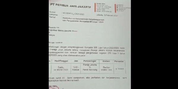Persija Upayakan Laga Kontra Persib Digelar di SUGBK 4 Maret 2023 Mendatang