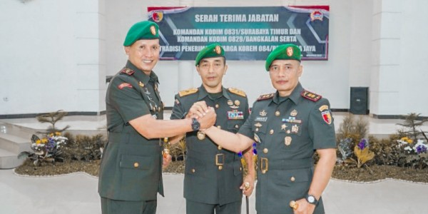 Danrem 084/BJ Pimpin Sertijab Dandim 0829/Bangkalan dan Dandim 0831/Surabaya Timur