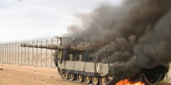 Wow...Brigade Al Qassam Hancurkan 5 Tank Merkava Pakai Rudal Israel