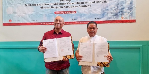 Bank DKI Gandeng PT Bangun Niaga Perkasa Fasilitasi Kredit Kepemilikan Tempat Berjualan di Pasar Sehat Banjaran