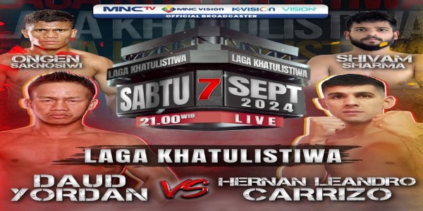 Pertarungan Panas Tinju Dunia Bertajuk Laga Khatulistiwa antara Daud Yordan vs Hernan Leandro Carrizo