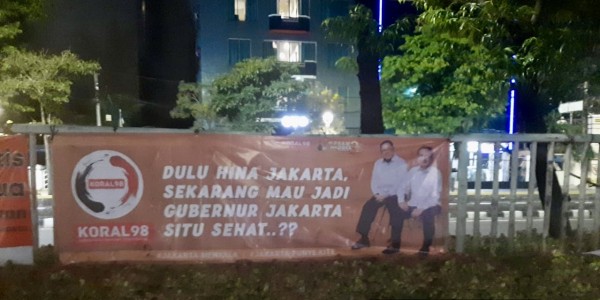 Serukan Dukungan untuk Pram-Rano, Koral 98 Sebar 150 Spanduk di Jakarta