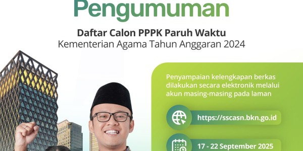 Kemenag Umumkan Calon PPPK Paruh Waktu 2024, Ini Daftarnya