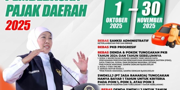 Sambut Hari Jadi ke-80, Pemprov Jawa Timur Beri Kado Spesial Lewat Pembebasan Pajak Daerah
