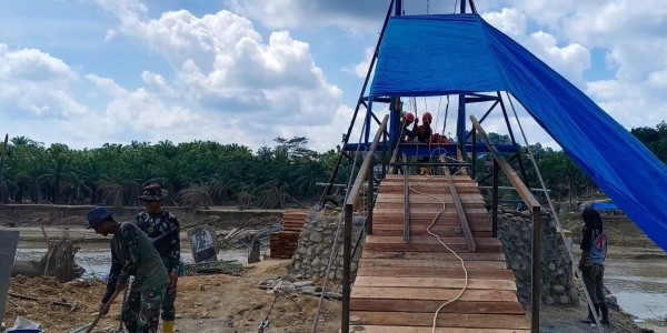 Jembatan Gantung di Aceh Tamiang Segera Tersambung, Akses Desa Lubuk Sidup Pulih