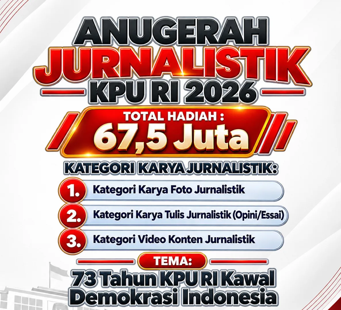 Angkat Tema 73 Tahun Kawal Demokrasi, KPU Gelar Anugerah Jurnalistik 2026